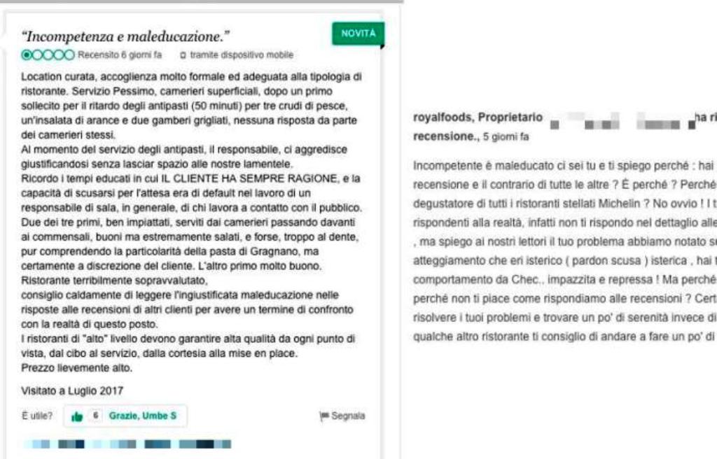 Cliente genovese si lamenta del ristorante catanese su Tripadvisor, la risposta: «Sei una checca repressa»