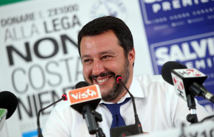 Northern League leader Matteo Salvini speaks during a press conference in Milan, Italy, 26  June 2017. Northern League leader Matteo Salvini said that the way the centre right parties joined forces for the victories in the local elections should be used at the national level.
ANSA / MATTEO BAZZI