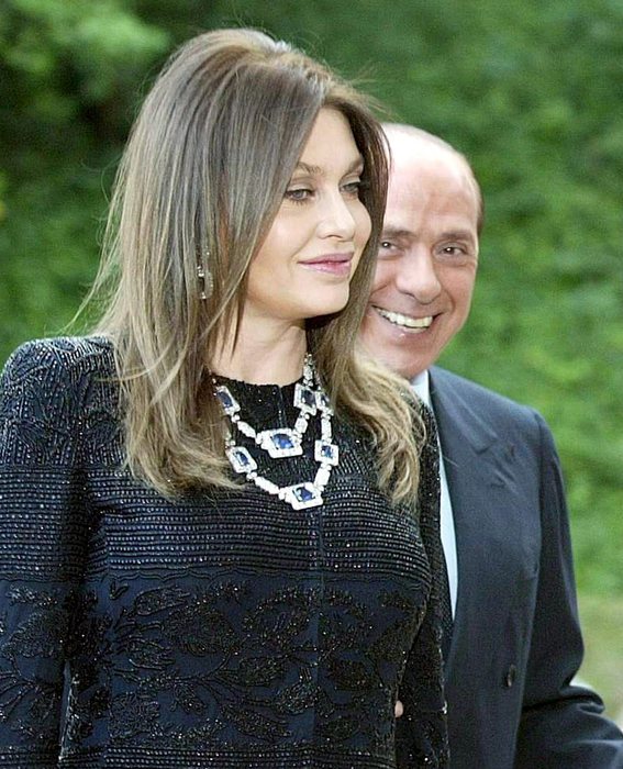 A  4 June 2004  file photo of    of Italian Prime Minister Silvio Berlusconi and his wife Veronica Lario arrive at Villa Madama in Rome for a dinner with (then) US President George W Bush.ANSA/DANILO SCHIAVELLA