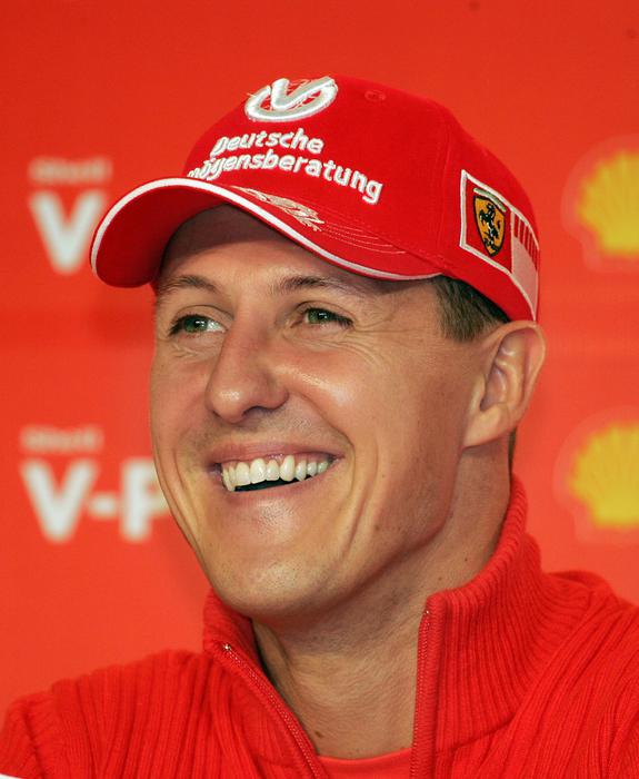 FILE - In this Oct. 19, 2006, file photo, Ferrari F1 driver Michael Schumacher, of Germany, smiles during a press conference in Sao Paulo, Brazil. Schumacher's family, in a statement Wednesday, Jan. 2, 2019, has asked for understanding as it continues to keep details of his health private ahead of the seven-time Formula One champion's 50th birthday. Schumacher suffered serious head injuries in an accident while he was skiing with his teenage son Mick in the French Alps at Meribel on Dec. 29, 2013. (ANSA/AP Photo/Daniel Maurer, File) [CopyrightNotice: Copyright 2019 The Associated Press. All rights reserved.]
