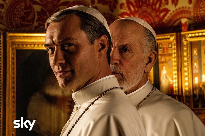 Set of "The New Pope" by Paolo Sorrentino.
in the picture  Jude Law and John Malkovich.
Photo by Gianni Fiorito
This photograph is for editorial use only, the copyright is of the film company and the photographer assigned by the film production company and can only be reproduced by publications in conjunction with the promotion of the film.
The mention of the author-photographer is mandatory: Gianni Fiorito.
Set della serie Tv "The New Pope" di Paolo Sorrentino.
Nella foto Jude Law e John Malkovich.
Foto di Gianni Fiorito
Questa fotografia è solo per uso editoriale, il  diritto d'autore è della società cinematografica e del fotografo assegnato dalla società di produzione del film  e può essere riprodotto solo da pubblicazioni in concomitanza con la promozione del film. 
E obbligatoria la menzione  dellautore- fotografo: Gianni Fiorito.