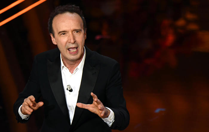 Academy award winner Italian actor Roberto Benigni performes on stage at the Ariston theatre during the 70th Sanremo Italian Song Festival in Sanremo, Italy, 06 February 2020. The festival runs from 04 to 08 February. EPA/ETTORE FERRARI RI