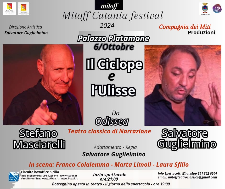 Masciarelli e Guglielmino raccontano “Il Ciclope e l’Ulisse” al Mitoff Catania Festival