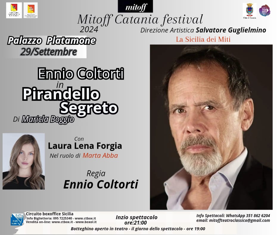 Ennio Coltorti Coltorti in scena con “Pirandello Segreto” al Mitoff Catania Festival